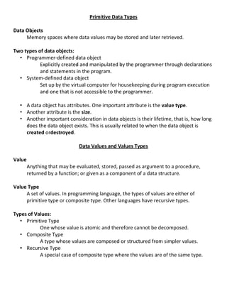 Primitive data types | DOCX
