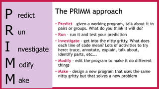 The I in PRIMM - Code Comprehension and Questioning | PDF