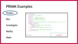 The I in PRIMM - Code Comprehension and Questioning | PDF