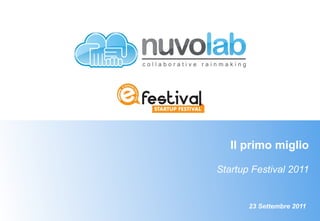 CH STARTUP




1
9




                Il primo miglio

             Startup Festival 2011


                    23 Settembre 2011
 