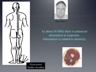 Langevin HM, Yandow JA, 2002. Relationship of acupuncture
points and meridians to connective tissue planes. Anatomical Rec...