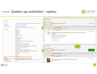 Zoeken op reekstitel – opties
11
Optie
 