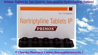 © Clearsky Pharmacy ( www.clearskypharmacy.biz )
Primox Tablets by Sun (Generic Nortriptyline Hydrochloride Tablets)
 