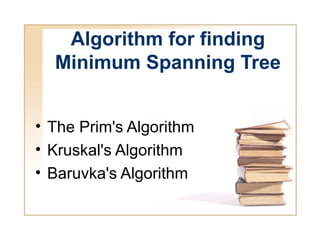 Prim's Algorithm on minimum spanning tree | PPT image.