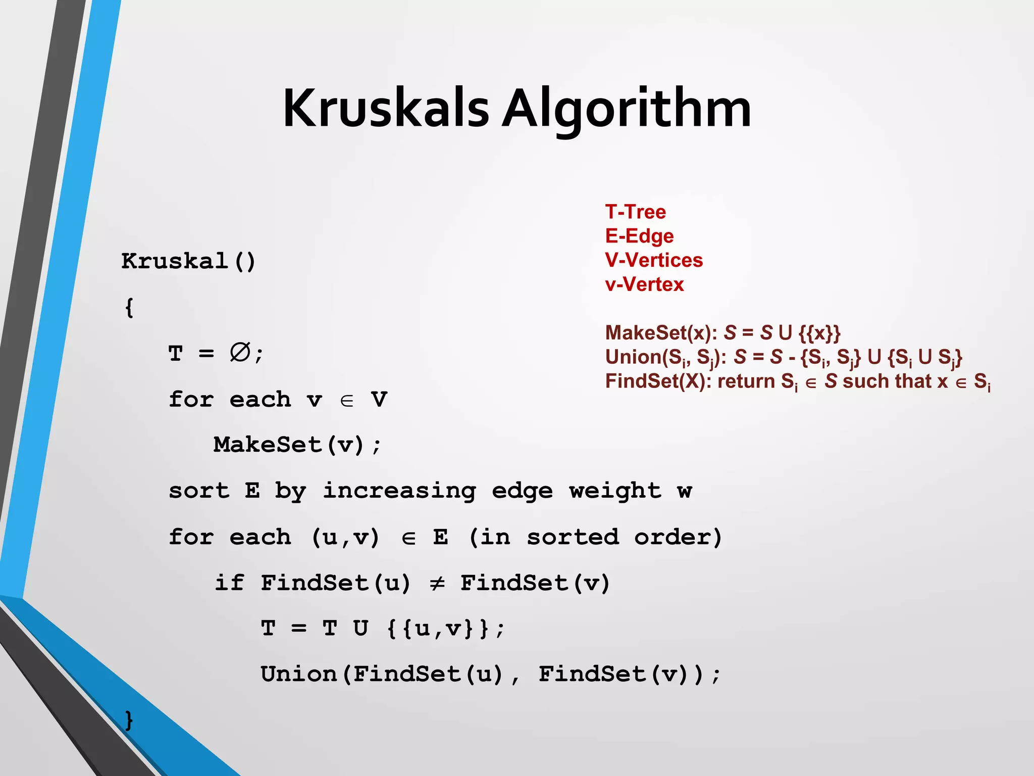 Prims and kruskal algorithms | PPTX