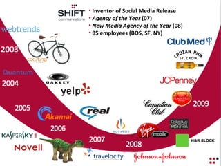 <ul><li>Inventor of Social Media Release </li></ul><ul><li>Agency of the Year  (07)  </li></ul><ul><li>New Media Agency of...