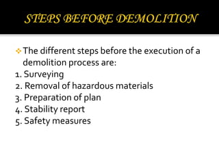 Demolition Through Worksheet Demolition of buildings | PPTX