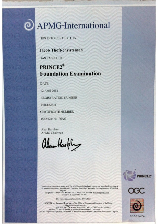 prince2 foundation sample of a cv