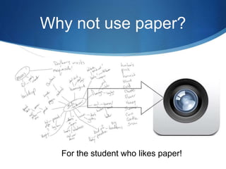 Why not use paper? 
For the student who likes paper! 
 