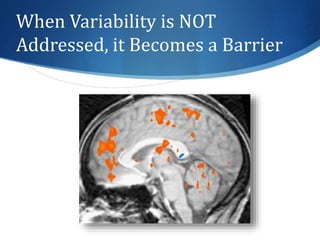 When Variability is NOT 
Addressed, it Becomes a Barrier 
 