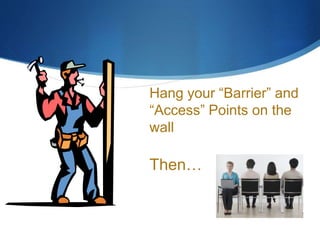 Hang your “Barrier” and 
“Access” Points on the 
wall 
Then… 
 