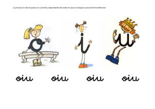 La princesa O sale de paseo con su familia, dependiendo del orden en que se coloquen suena de forma diferente.
oiu oiu oiu oiu
 