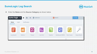 All contents © MuleSoft, LLC
SumoLogic Log Search
● Enter the Name and the Source Category as shown below
14
 