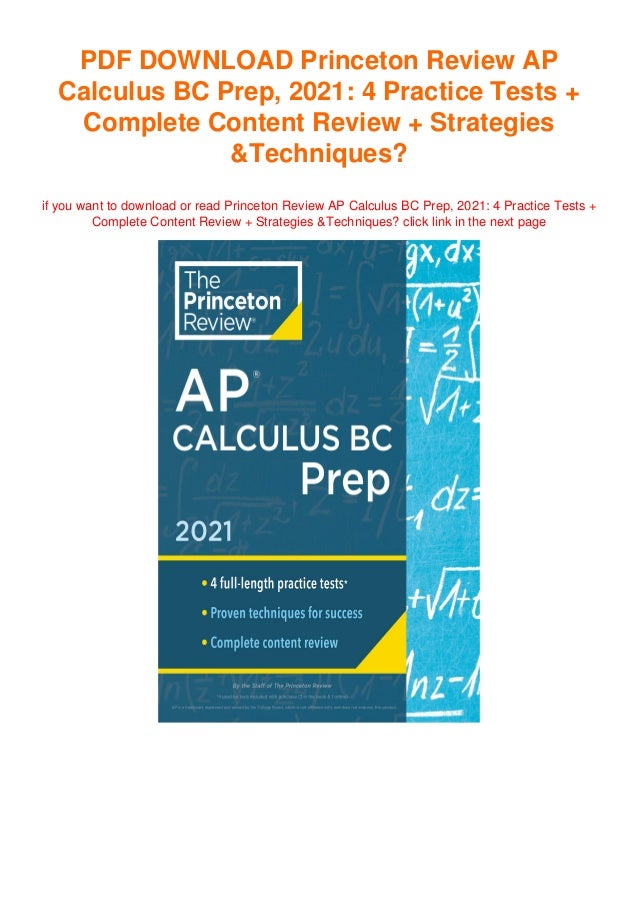 Princeton Review AP Calculus BC Prep, 2021 4 Practice Tests
