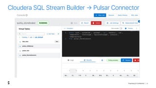 Proprietary & Confidential |
Cloudera SQL Stream Builder -> Pulsar Connector
36
 