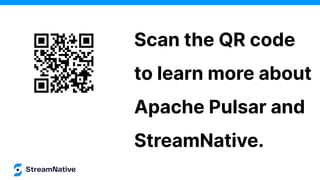 Scan the QR code
to learn more about
Apache Pulsar and
StreamNative.
 