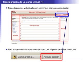 Configuración de un curso virtual (1)

  ►Todos los cursos virtuales tienen siempre el mismo aspecto inicial:




  ►Para editar cualquier aspecto en un curso, es importante activar la edición:
 