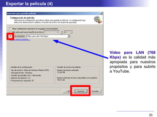 Transiciones de vídeo Podemos seleccionar transiciones entre los elementos de un vídeo (ya sean imágenes o vídeos). 