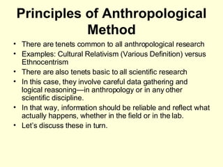 Princiiples of Scientific Method in Anthropology | PPT