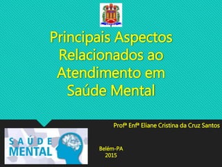 Principais Aspectos
Relacionados ao
Atendimento em
Saúde Mental
Profª Enfª Eliane Cristina da Cruz Santos
Belém-PA
2015
 