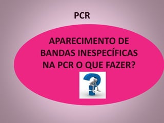 PCR 
APARECIMENTO DE 
BANDAS INESPECÍFICAS 
NA PCR O QUE FAZER? 
 