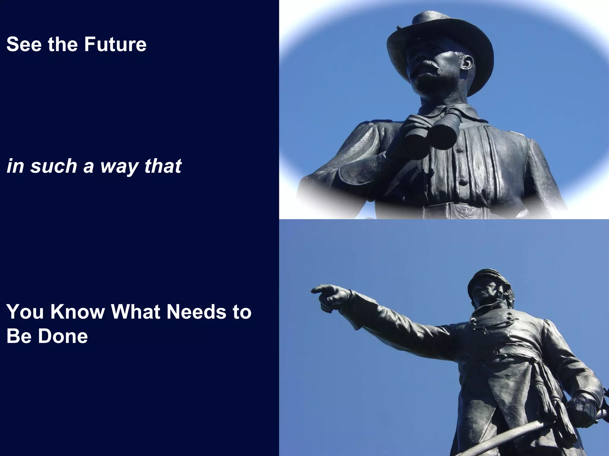 See the Future in such a way that   You Know What Needs to Be Done 