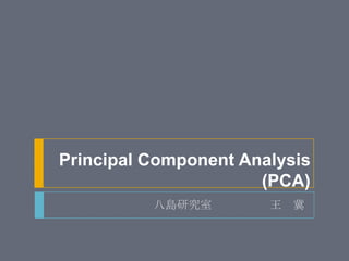Principal Component Analysis
(PCA)
八島研究室 王 冀
 
