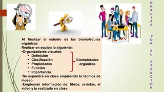 Principales biomoméculas inorgánicas y orgánicas