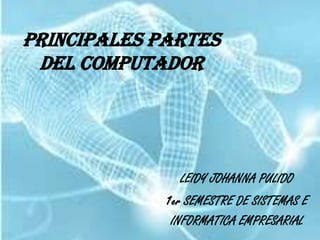 PRINCIPALES PARTES DEL COMPUTADOR LEIDY JOHANNA PULIDO  1er SEMESTRE DE SISTEMAS E  INFORMATICA EMPRESARIAL 