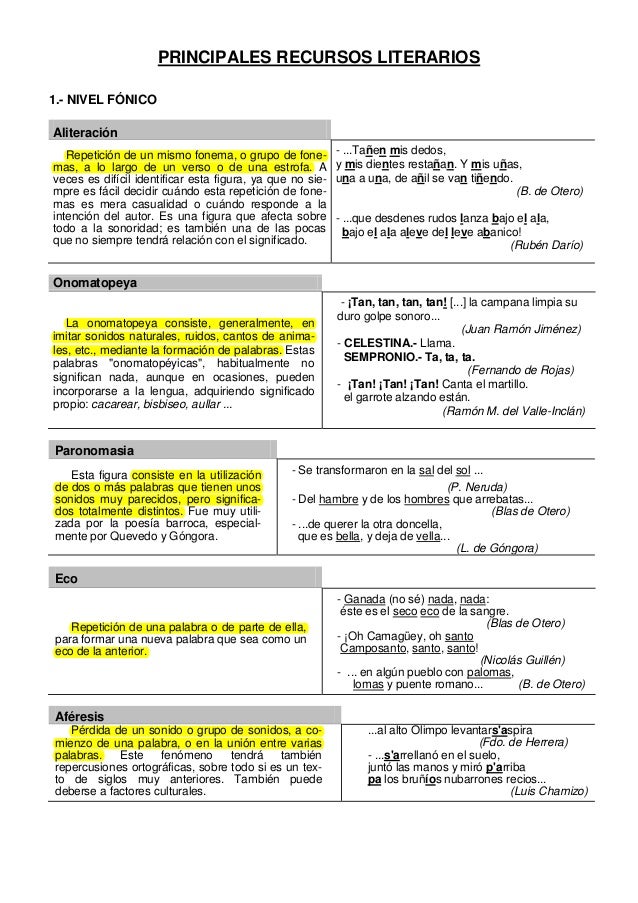 Principales recursos literarios