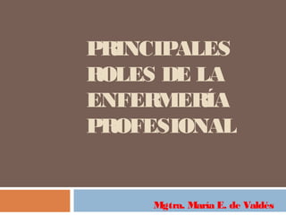PRINCIPALES
ROLES DE LA
ENFERMERÍA
PROFESIONAL
Mgtra. María E. de Valdés
 