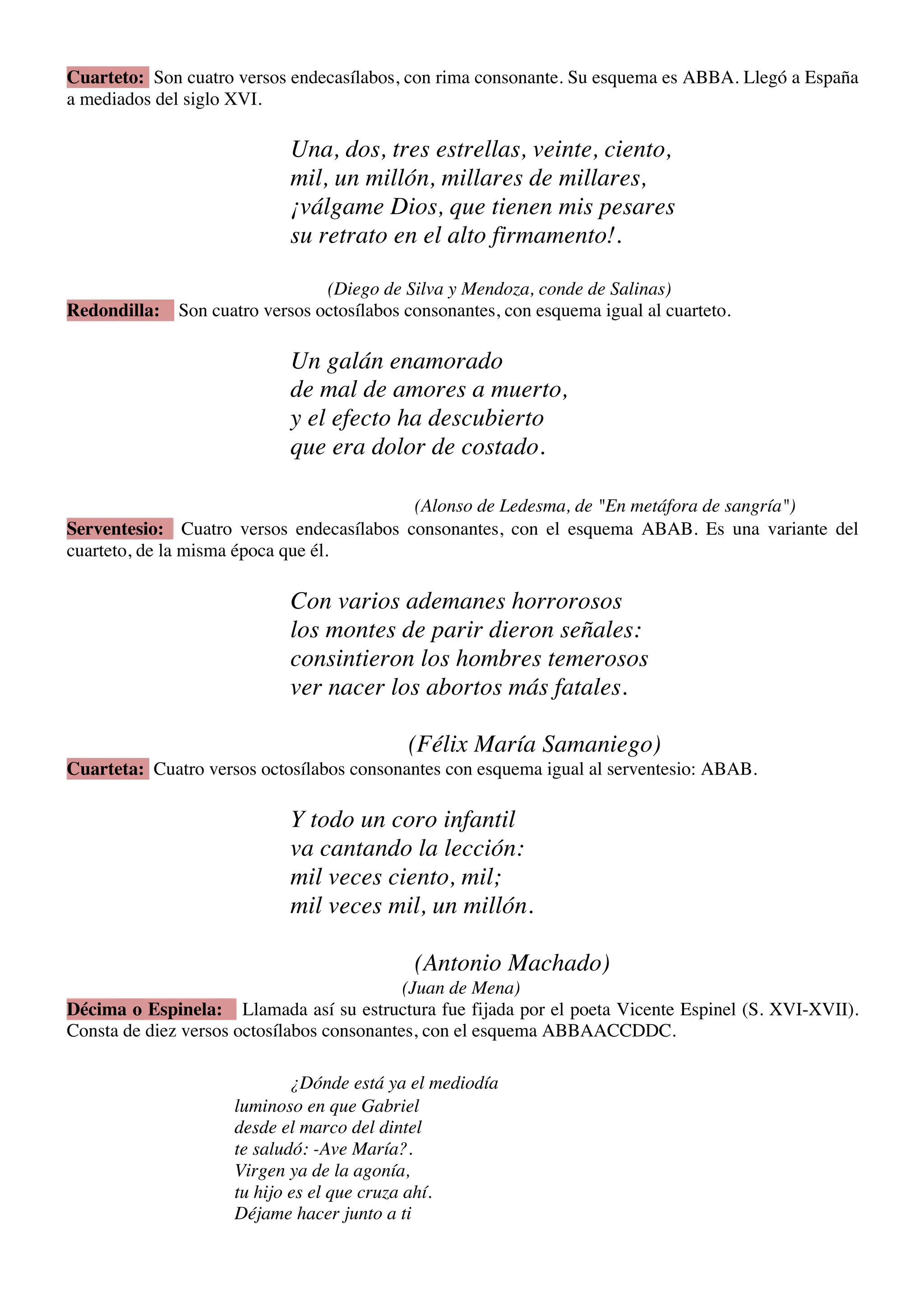 Principales tipos de estrofas | PDF