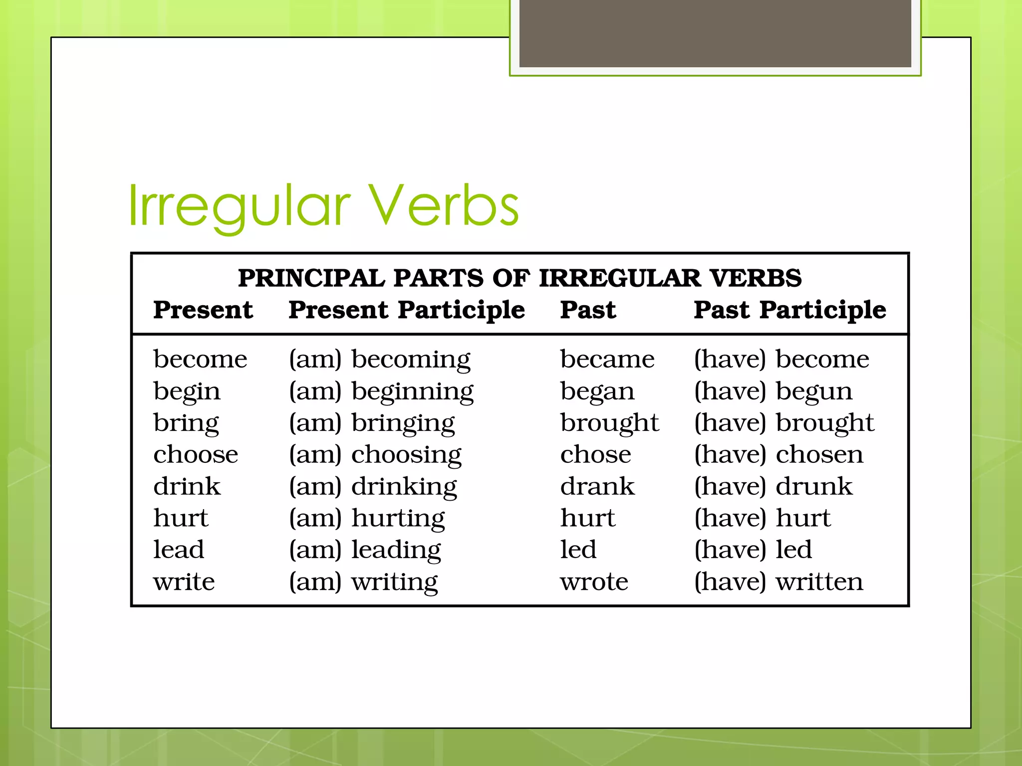 Irregular Verbs