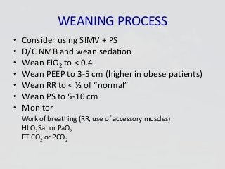 Wean Fio2 Principals of conventional positive pressure mechanical ventilation | PPTX