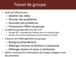 Atelier de formation des formateurs en sante animale et habitat: principes de formation des adultes
