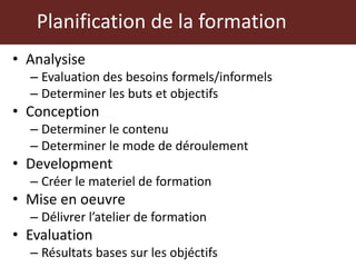 Atelier de formation des formateurs en sante animale et habitat: principes de formation des adultes