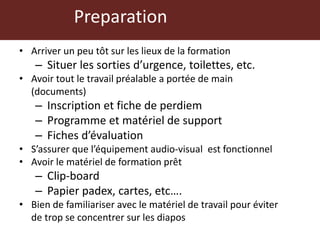Atelier de formation des formateurs en sante animale et habitat: principes de formation des adultes
