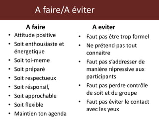 Atelier de formation des formateurs en sante animale et habitat: principes de formation des adultes