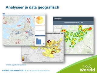 Analyseer je data geografisch
Ontdek significante patronen
 