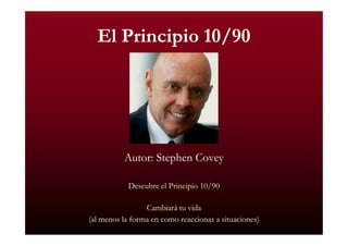 El Principio 10/90

Autor: Stephen Covey
Descubre el Principio 10/90
Cambiará tu vida
(al menos la forma en como reaccionas a situaciones)

 