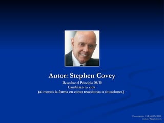 Autor: Stephen Covey Descubre el Principio 90/10 Cambiará tu vida  (al menos la forma en como reaccionas a situaciones)   Presentación: CARAMANCHEL [email_address] 