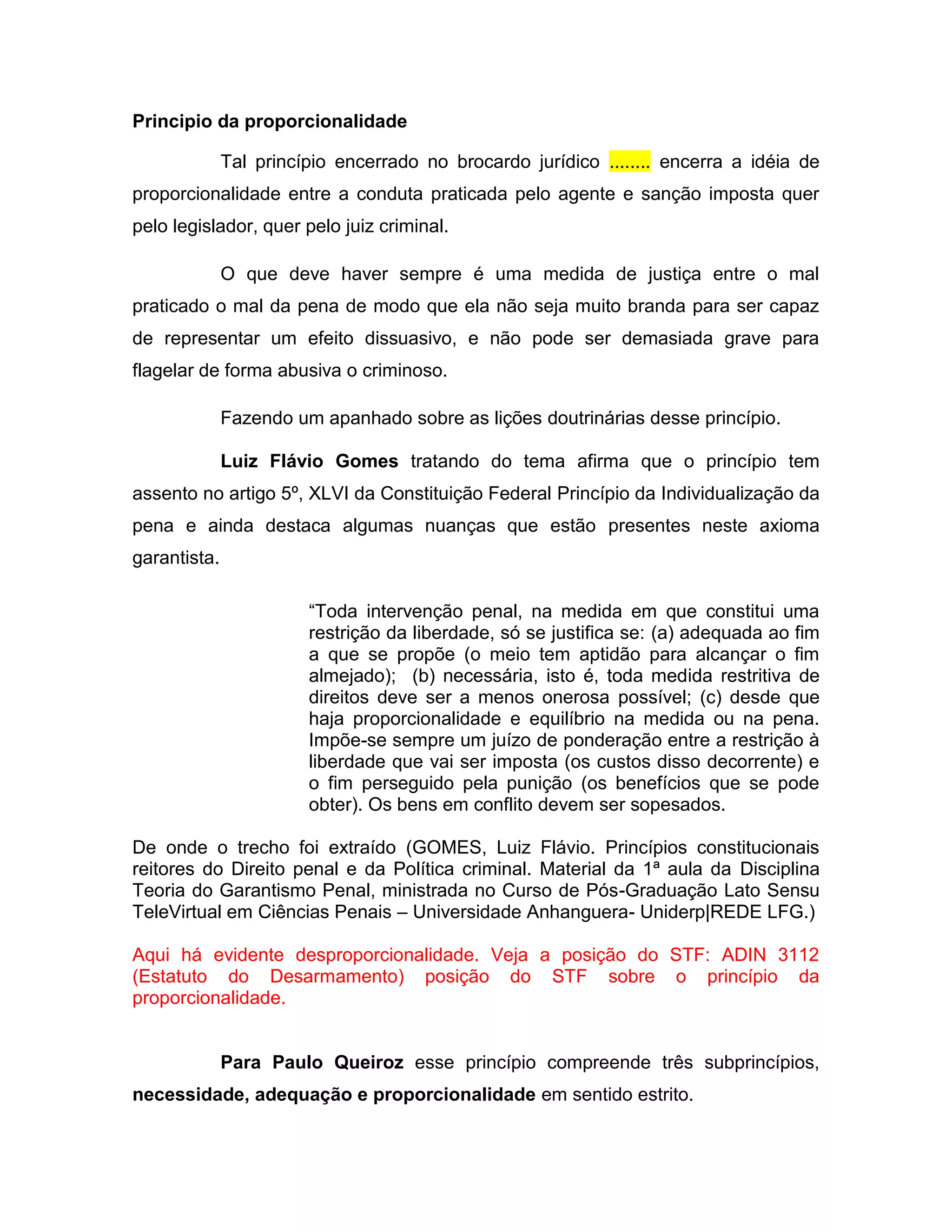 Principio da proporcionalidade | DOCX
