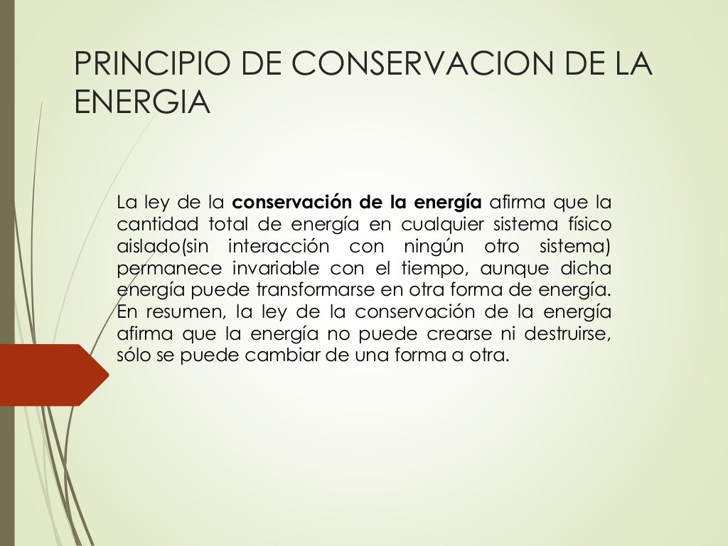Principio de conservacion de la energia