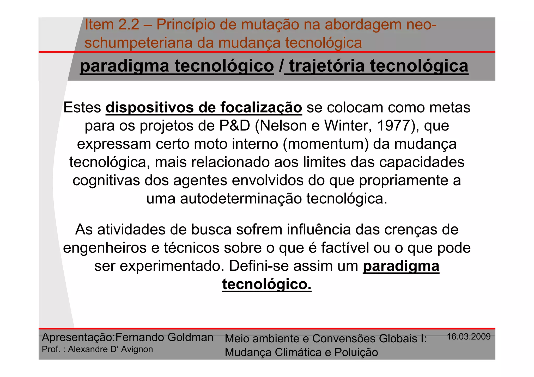 Principio De Mutacao Na Abordagem Neo Schumpeteriana Da Mudanca Tecnologica