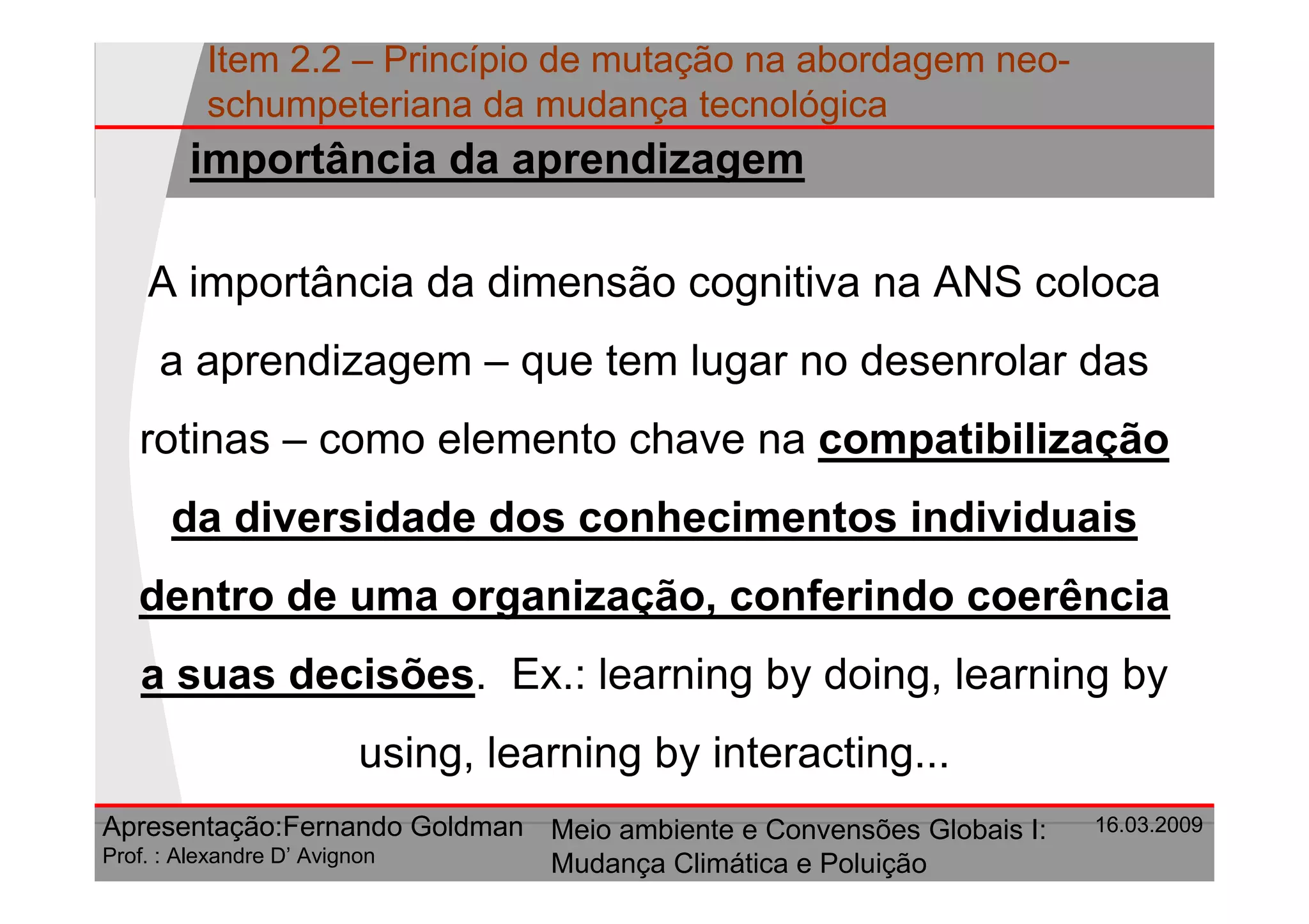 Principio De Mutacao Na Abordagem Neo Schumpeteriana Da Mudanca Tecnologica