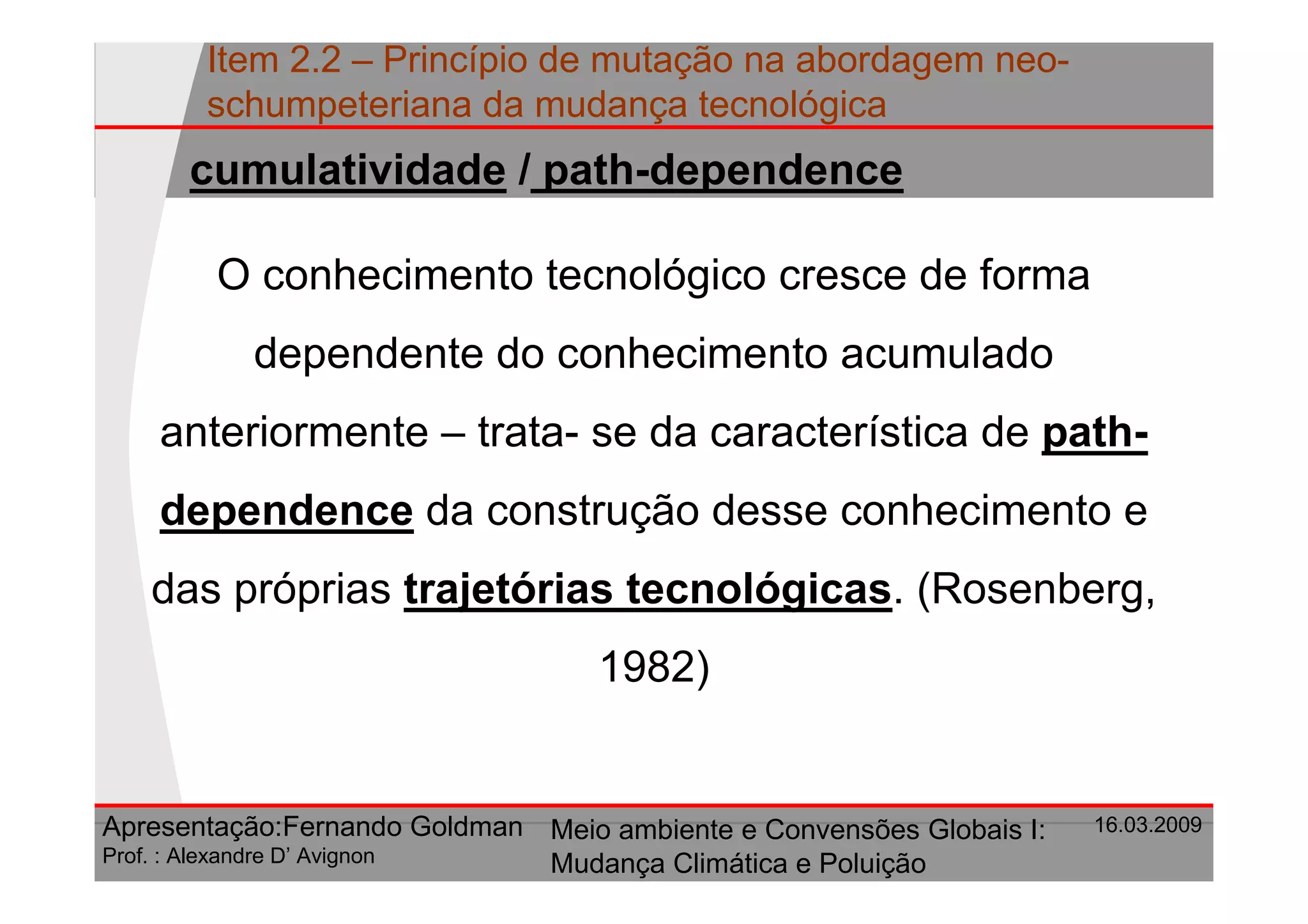 Principio De Mutacao Na Abordagem Neo Schumpeteriana Da Mudanca Tecnologica