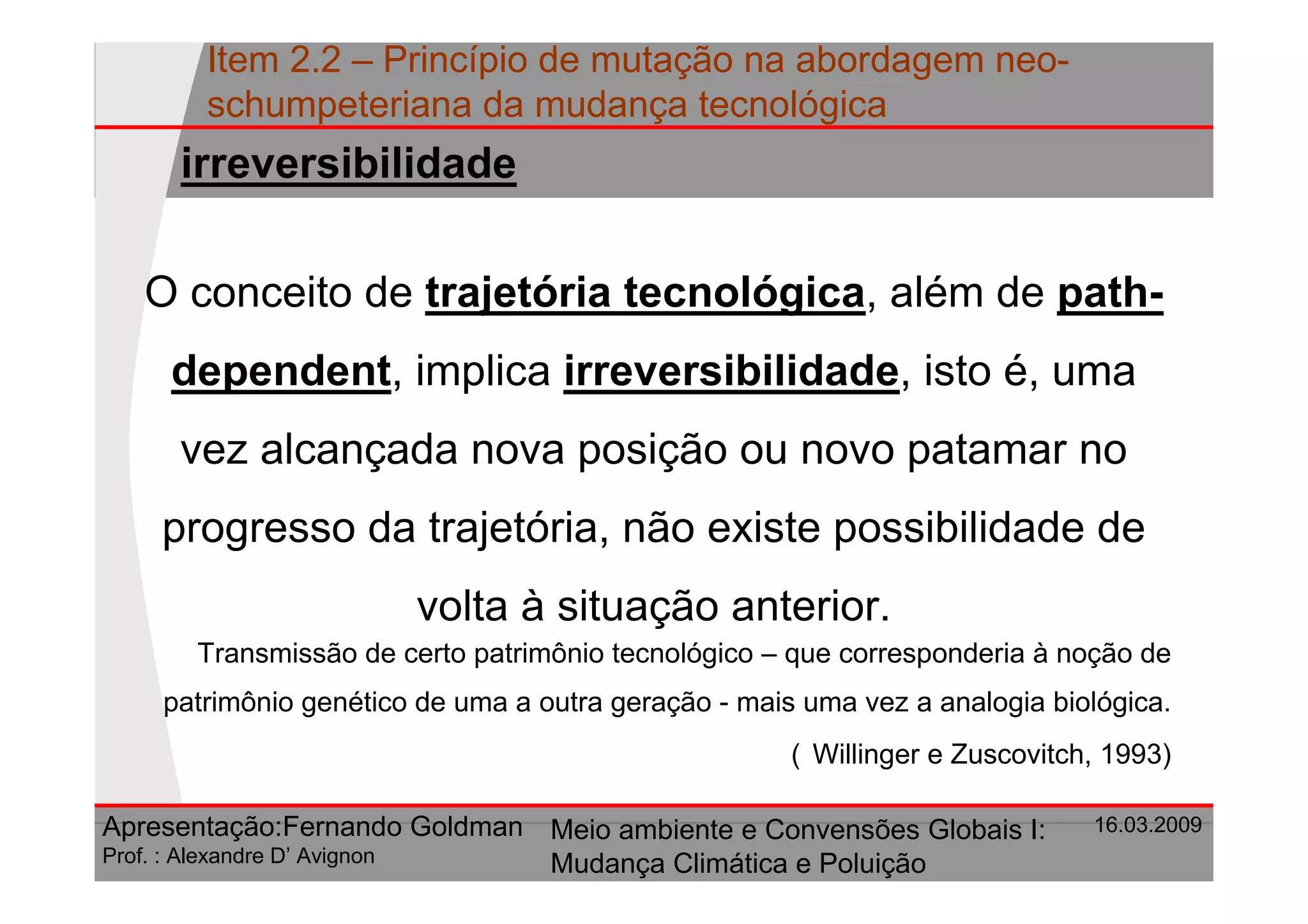 Principio De Mutacao Na Abordagem Neo Schumpeteriana Da Mudanca Tecnologica