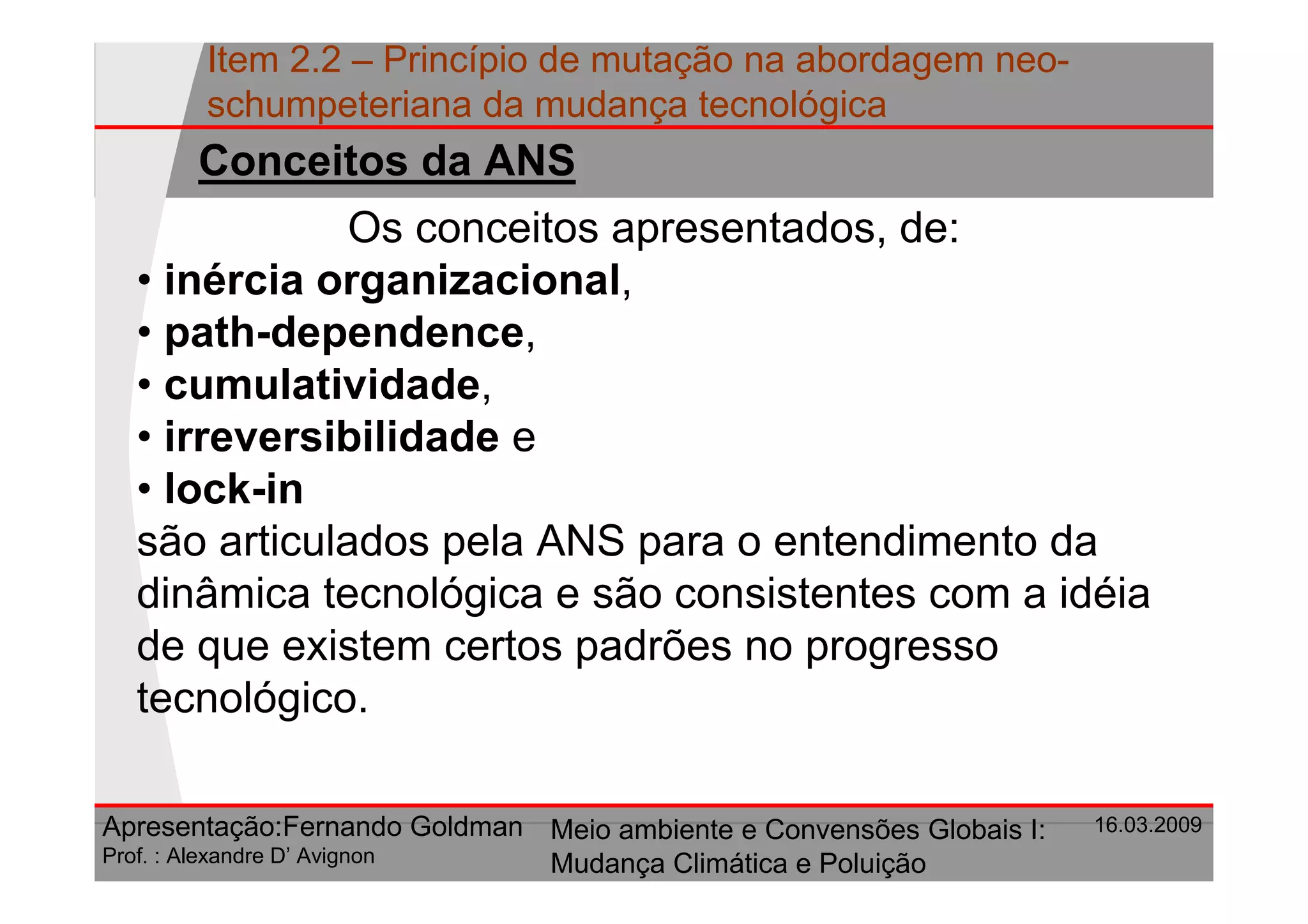 Principio De Mutacao Na Abordagem Neo Schumpeteriana Da Mudanca Tecnologica