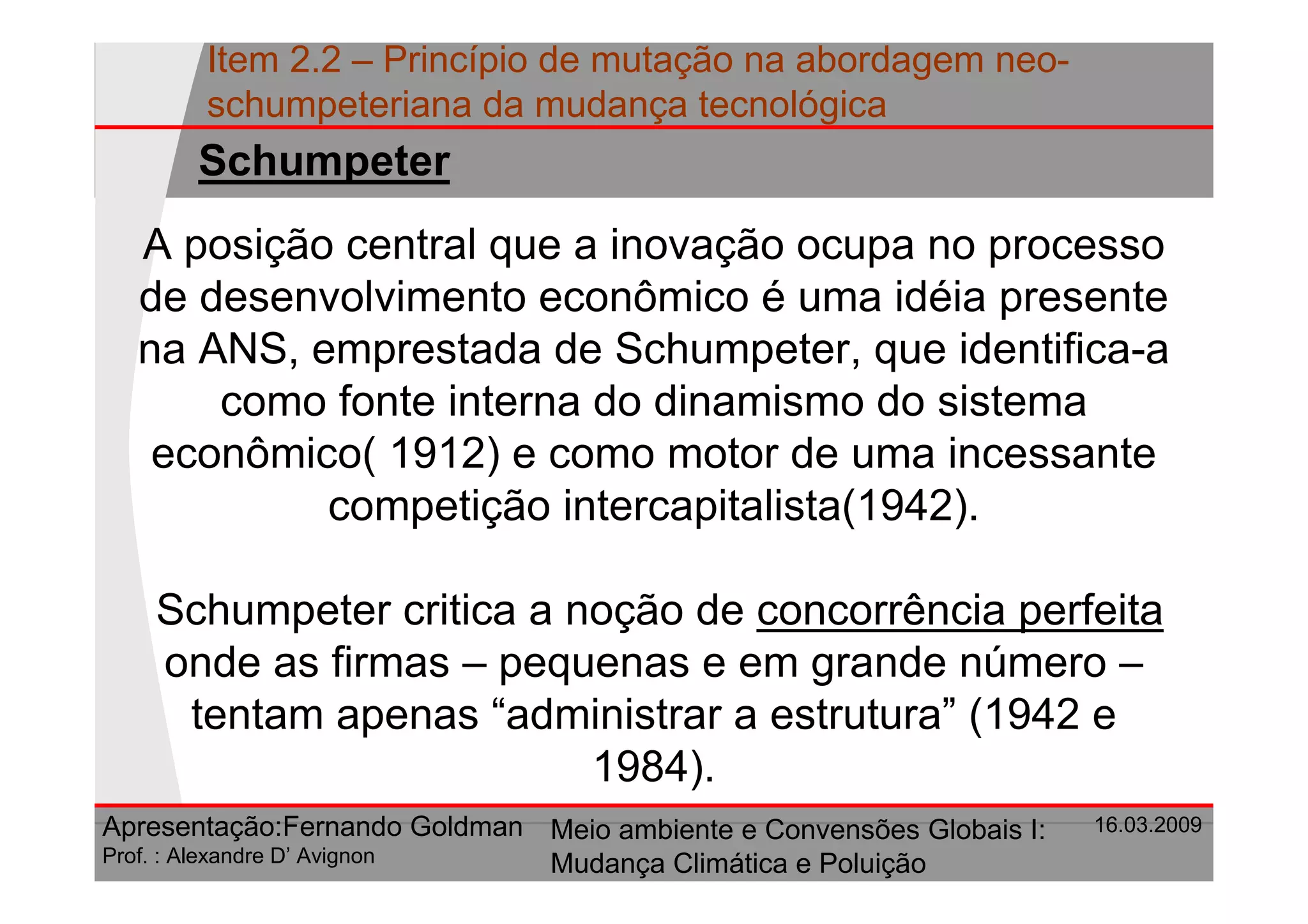 Principio De Mutacao Na Abordagem Neo Schumpeteriana Da Mudanca Tecnologica