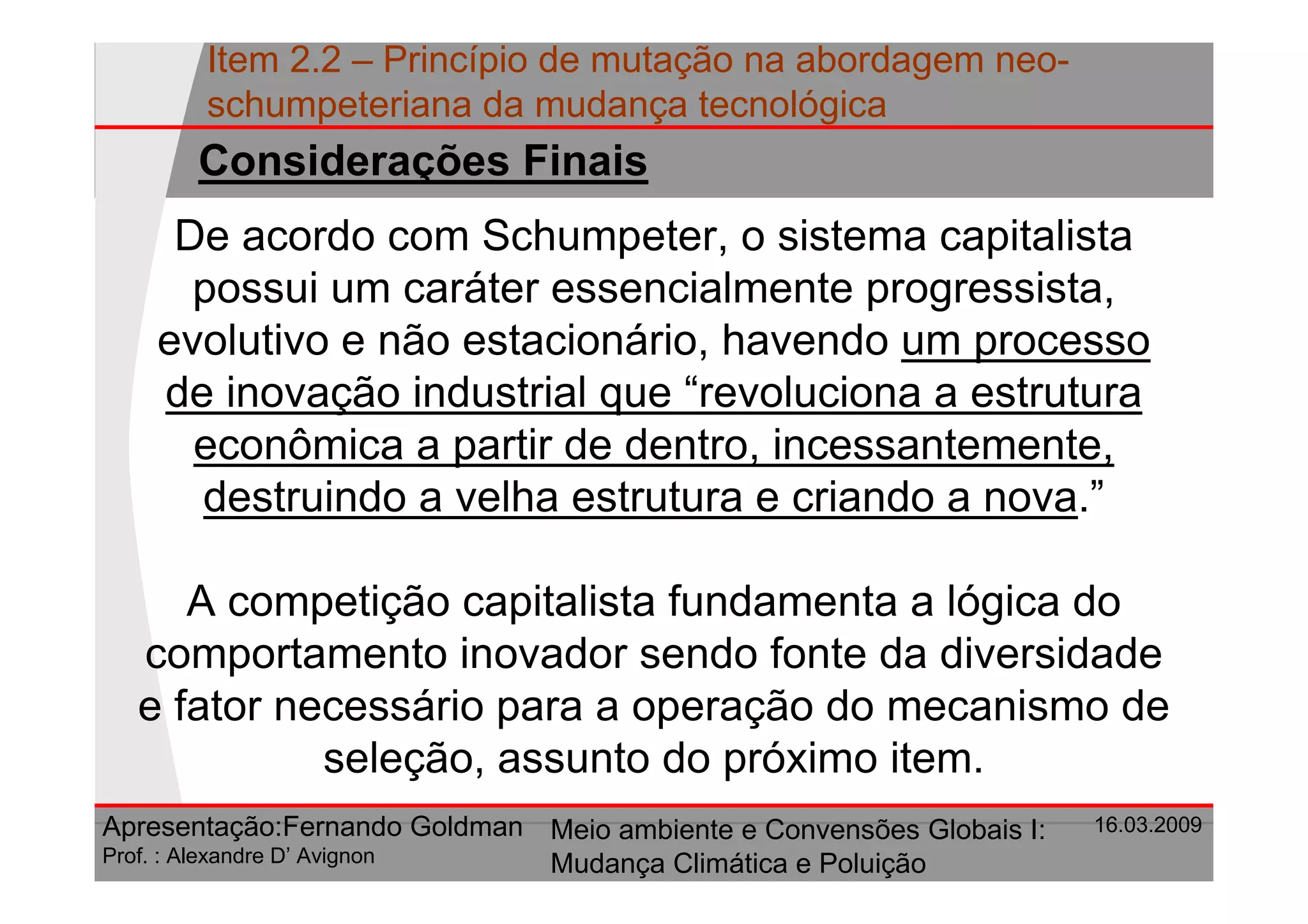 Principio De Mutacao Na Abordagem Neo Schumpeteriana Da Mudanca Tecnologica